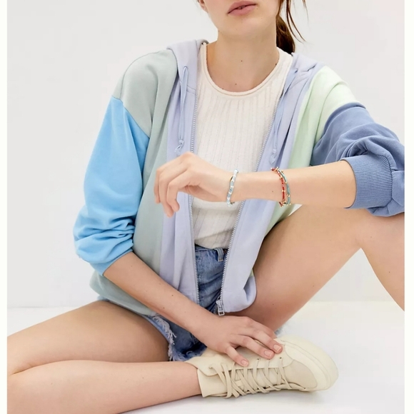 Maeve Colorblocked Zip-Up Hoddie - Picture 1 of 10